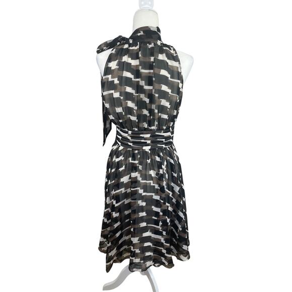 Vintage Banana Republic Silk Midi Dress Bow Geometric Print Y2K Size 6 NEW - Picture 10 of 16
